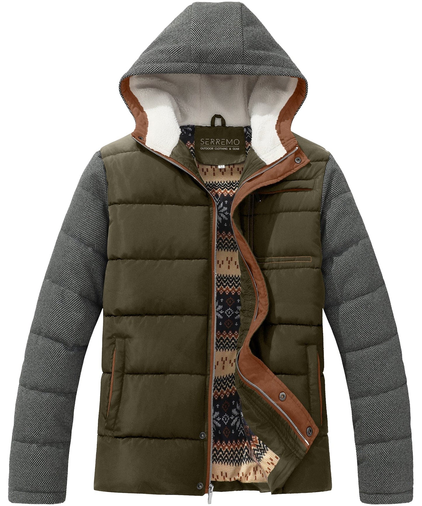 Warm Quilted Puffer Coat with Sherpa Lining