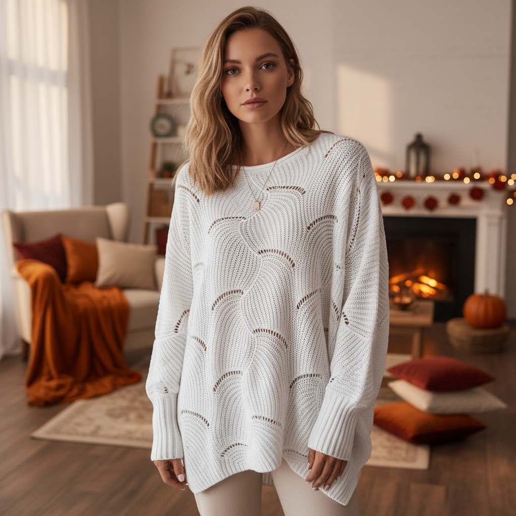 Unique Off Center Knit Sweater - Pexav
