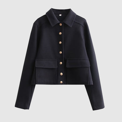 Classic Oversized Cropped Jacket with Patch Pockets - Nocini