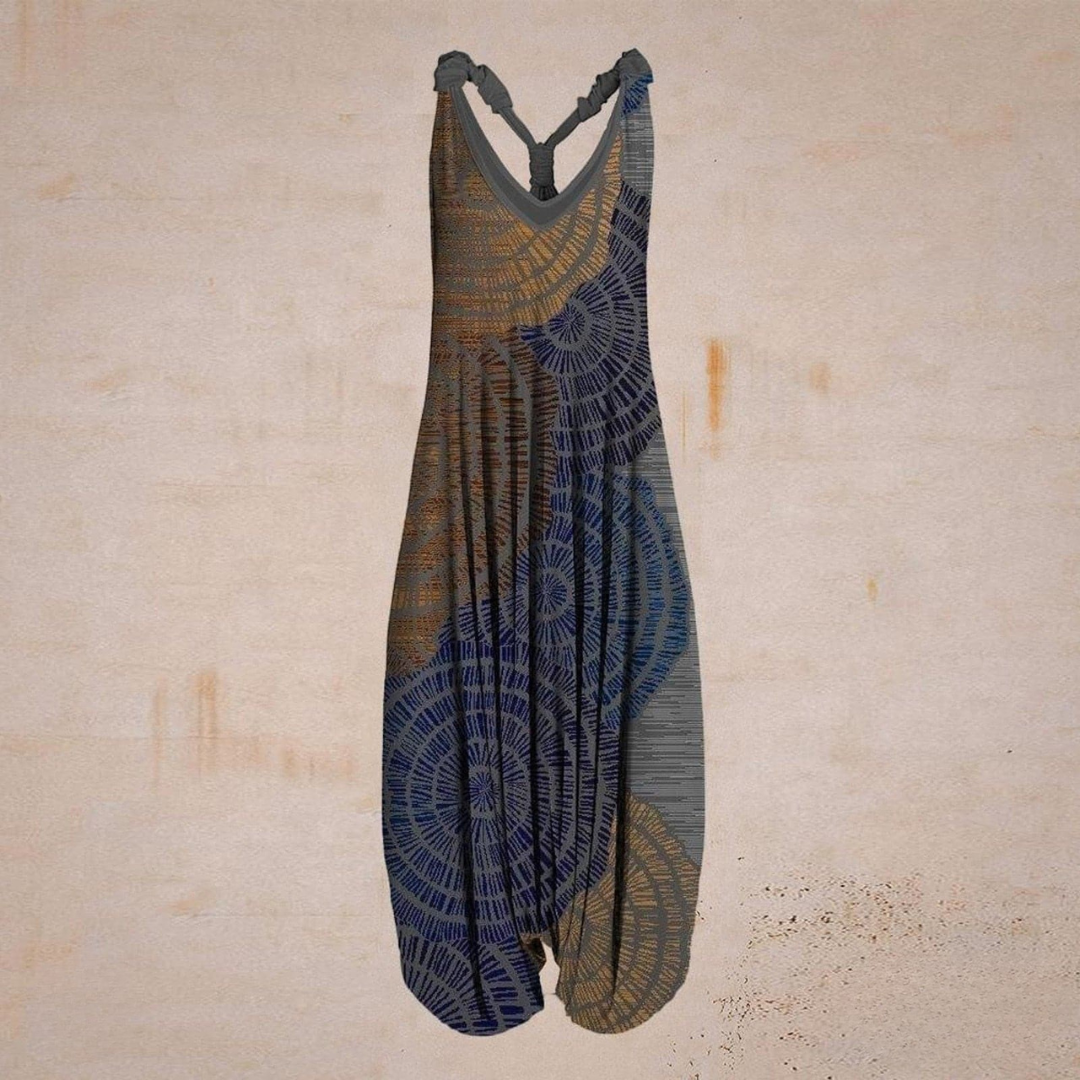 Relaxed Fit Womens Sleeveless Jumpsuit V Neck
