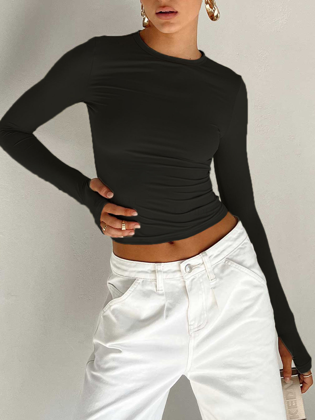 Women's Casual Long Sleeve Round Neck Top