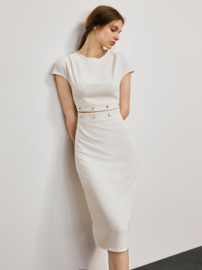 Fit and Flare Short Sleeve Dress for Women - Nocini