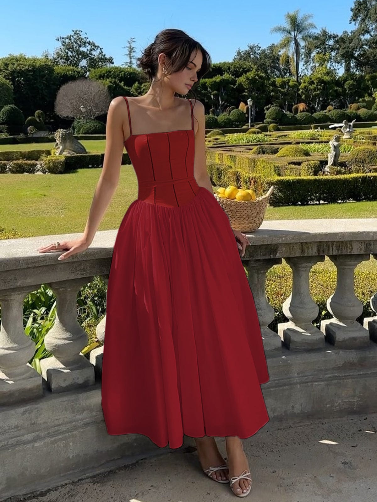 Chic A-Line Dress for Women with Thin Straps
