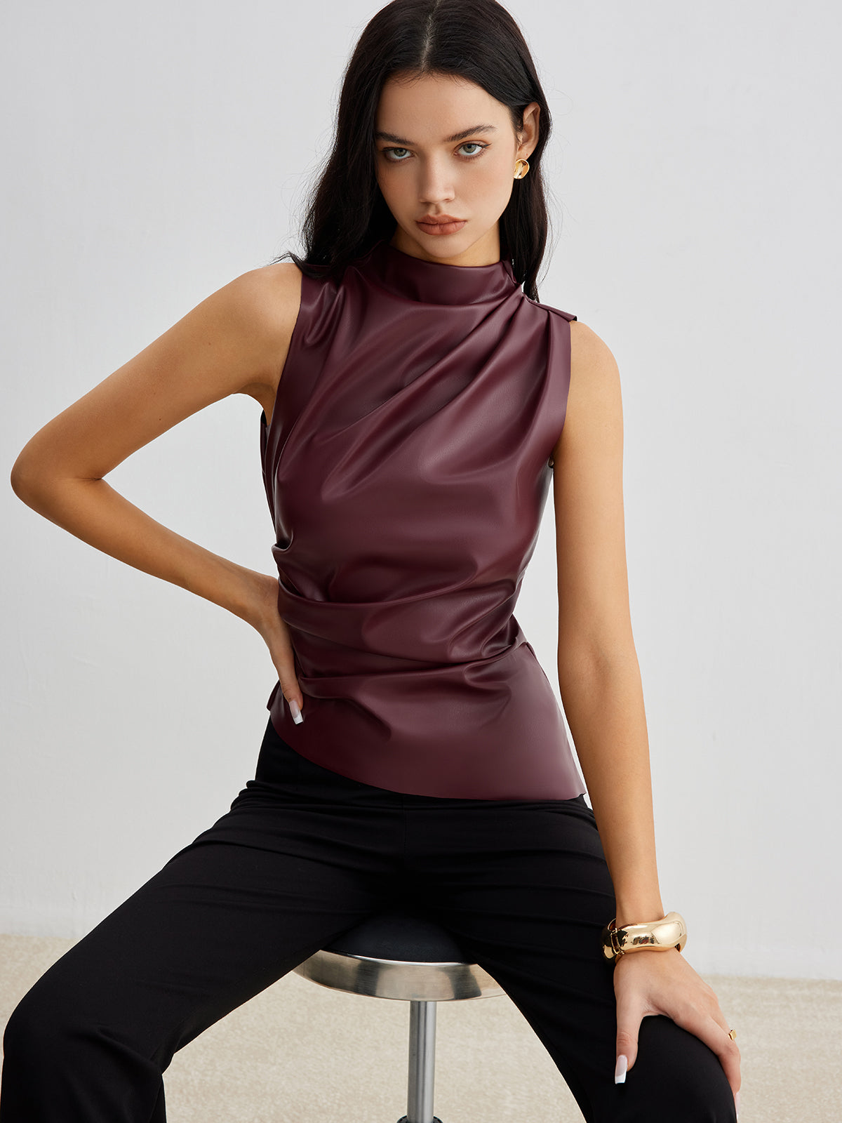 Women's Flowy Off Shoulder Blouse with Elastic Waist - Nocini