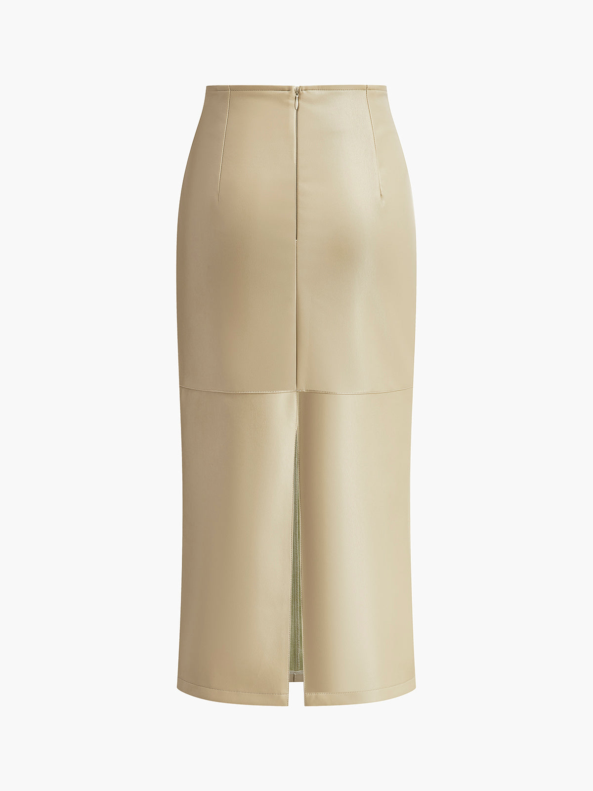 Elegant High Waist Midi Skirt with Back Zip