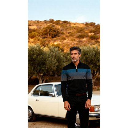 Classic Crew Neck Zip Sweater