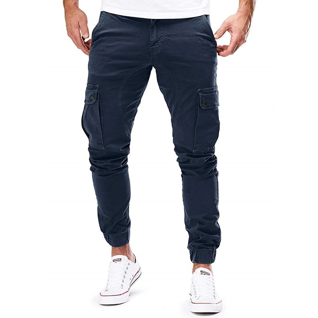 Slim Fit Cargo Pants with Elastic Waist and Pockets