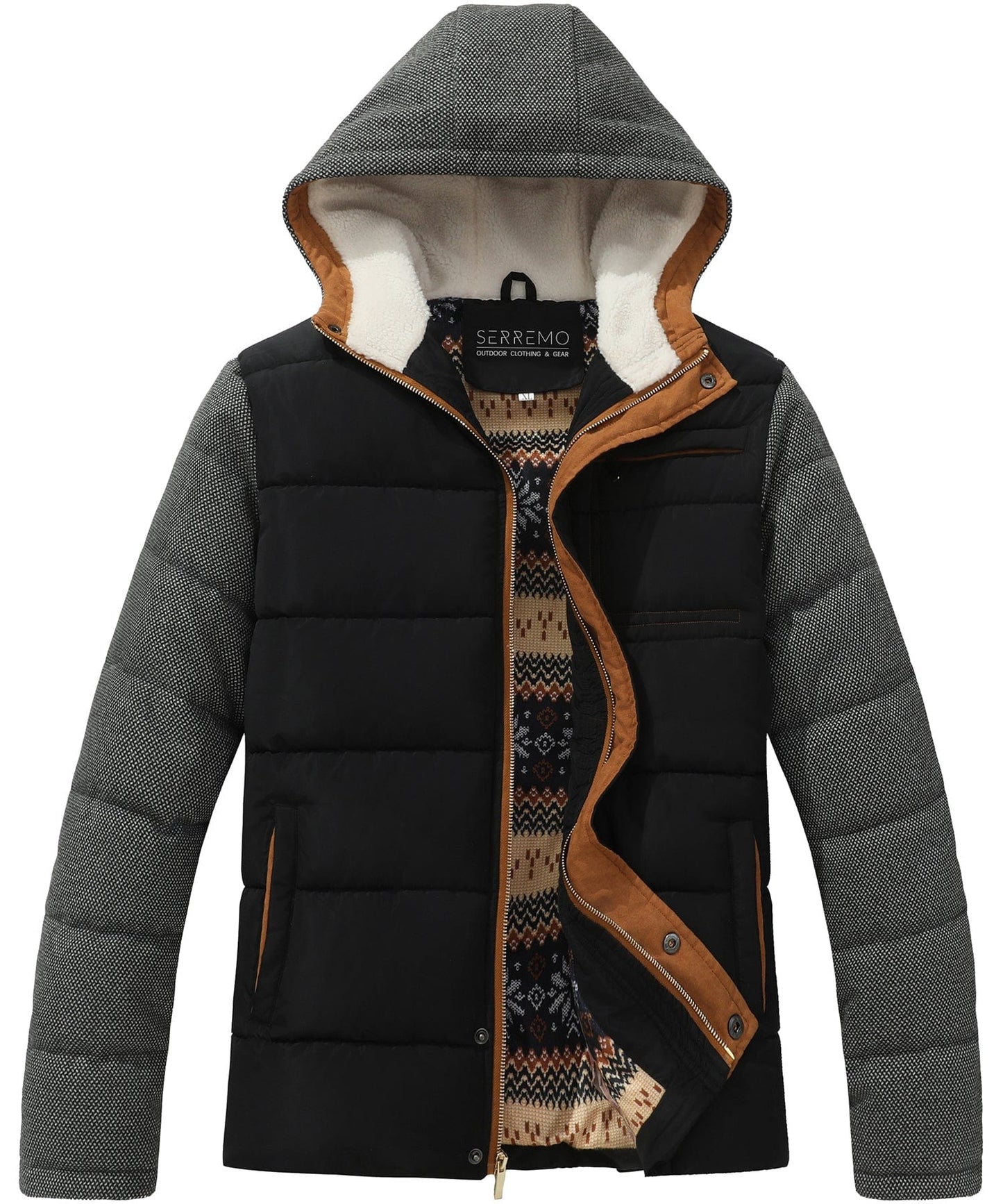 Warm Quilted Puffer Coat with Sherpa Lining