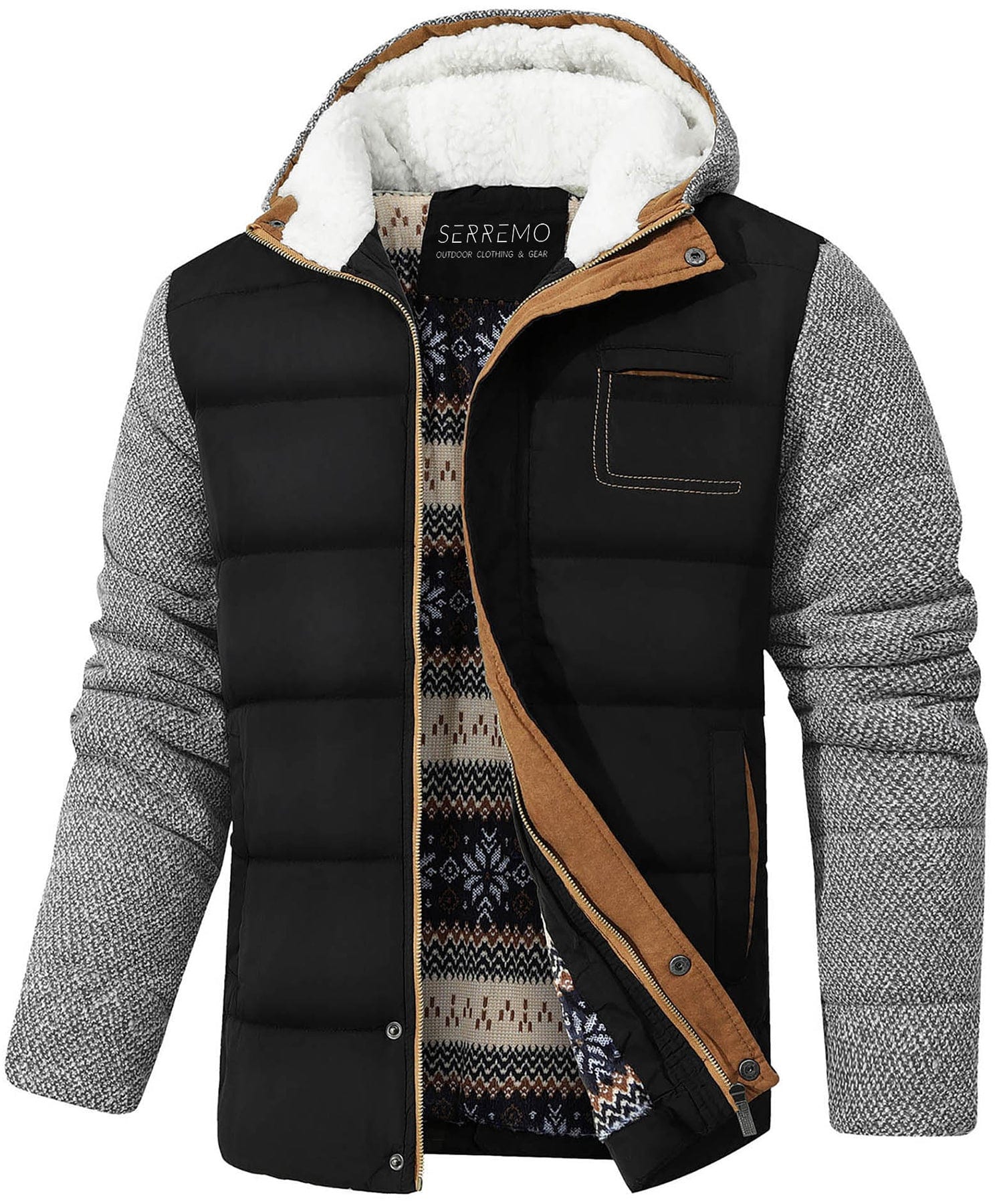 Warm Quilted Puffer Coat with Sherpa Lining - Nocini