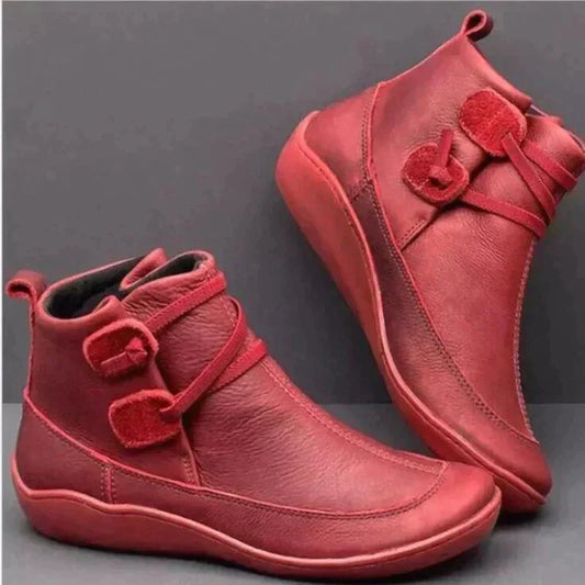 Ladies Low Heel Boots - Faux Leather - Round Toe - Nocini