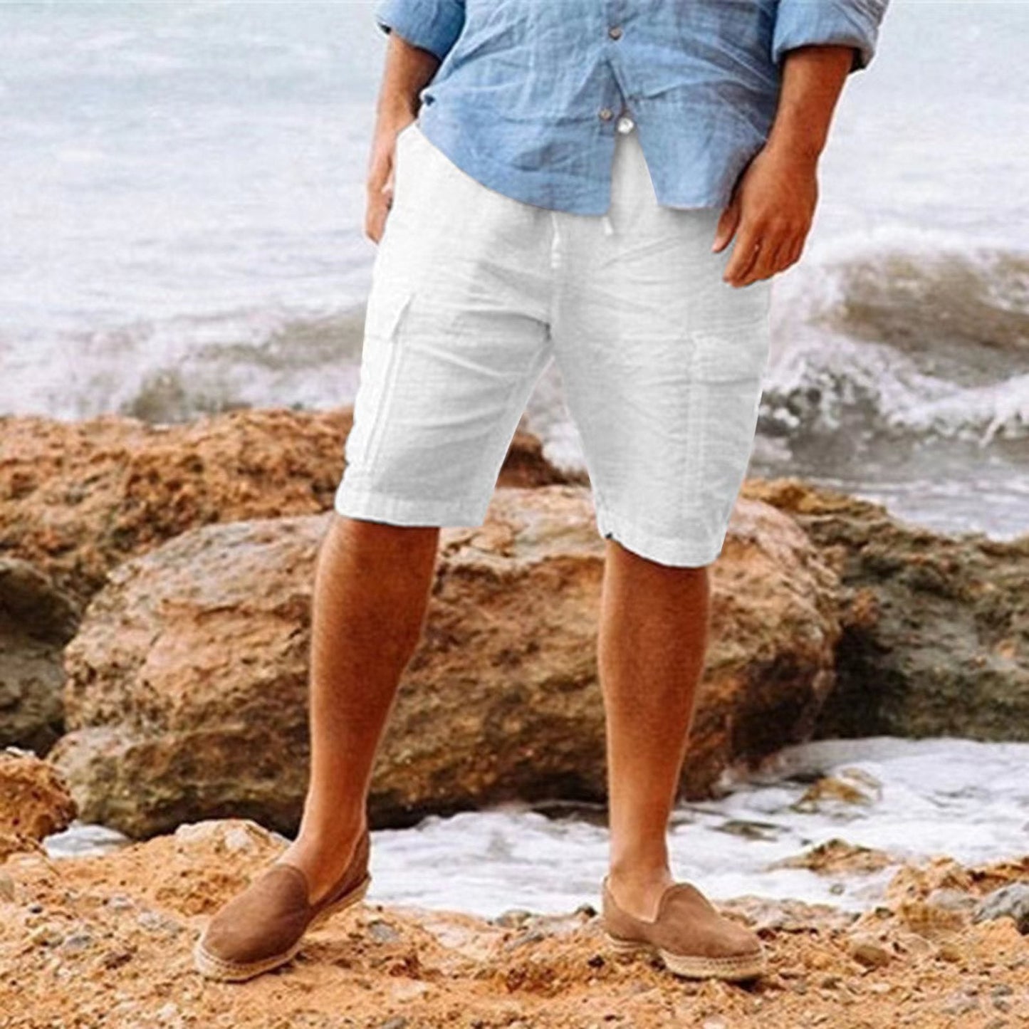 Men's Casual Knee Length Shorts with Cargo Pockets - Nocini