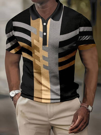 Men's Slim Fit Short Sleeve Graphic Polo Shirt