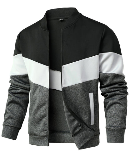 Trendy Color Block Zip Up Bomber Jacket