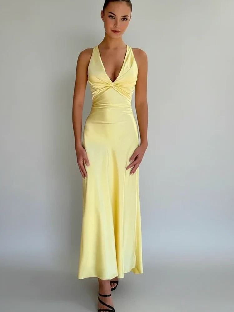 Sleeveless Flowy A-Line Knee Length Dress - Olytrend
