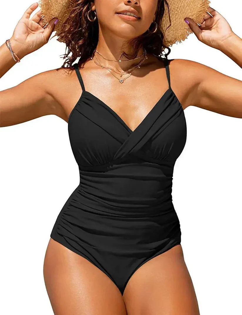 Women's Lift Bra Swimsuit with Deep V Neck
