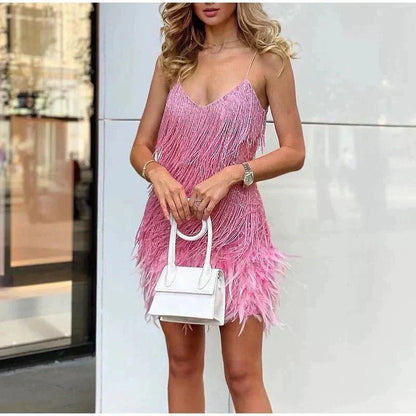 Chic Feather Mini Party Dress