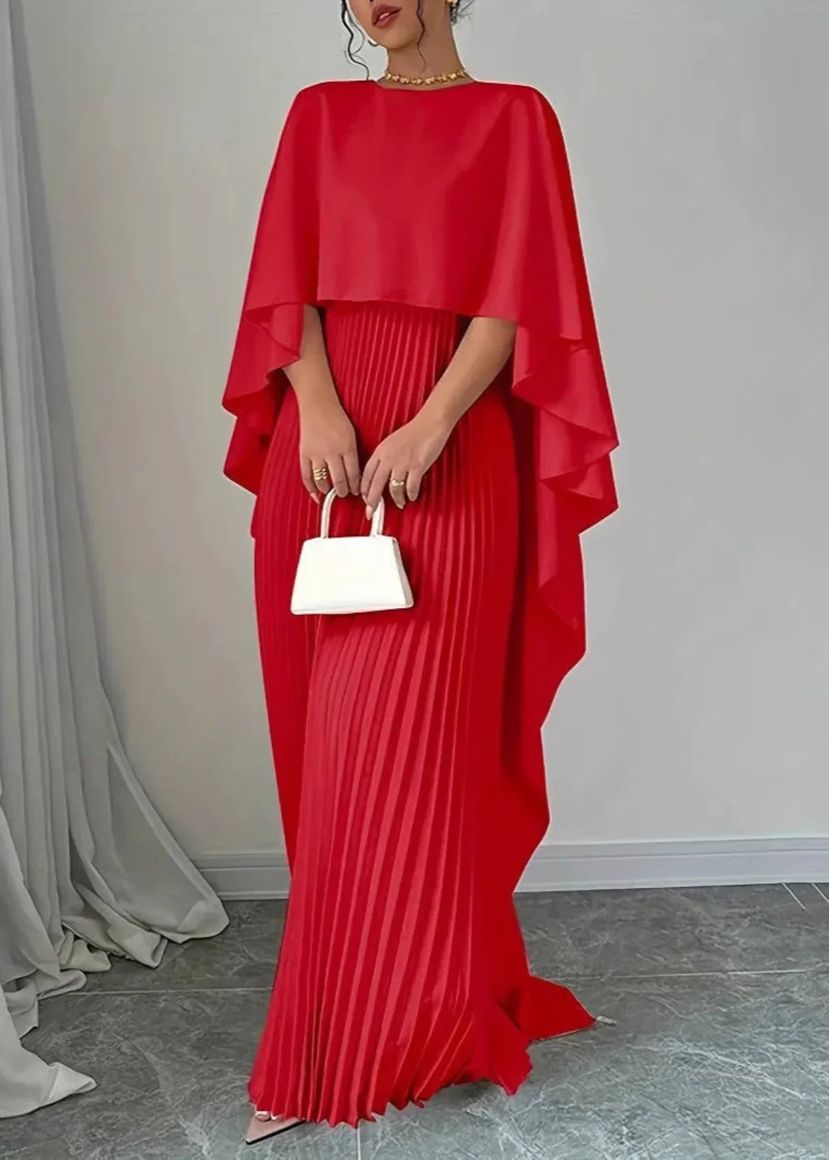 Elegant Women's Long Pleated Maxi Dress