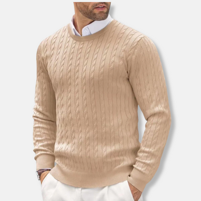 Men's Slim Fit Crew Neck Cable Sweater