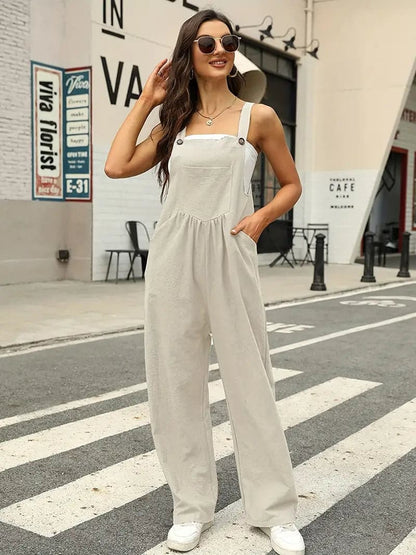 Relaxed Fit Women's Wide Leg Overalls