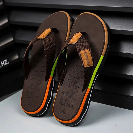 Colorful Mens Flip Flops with Grip Sole - Nocini