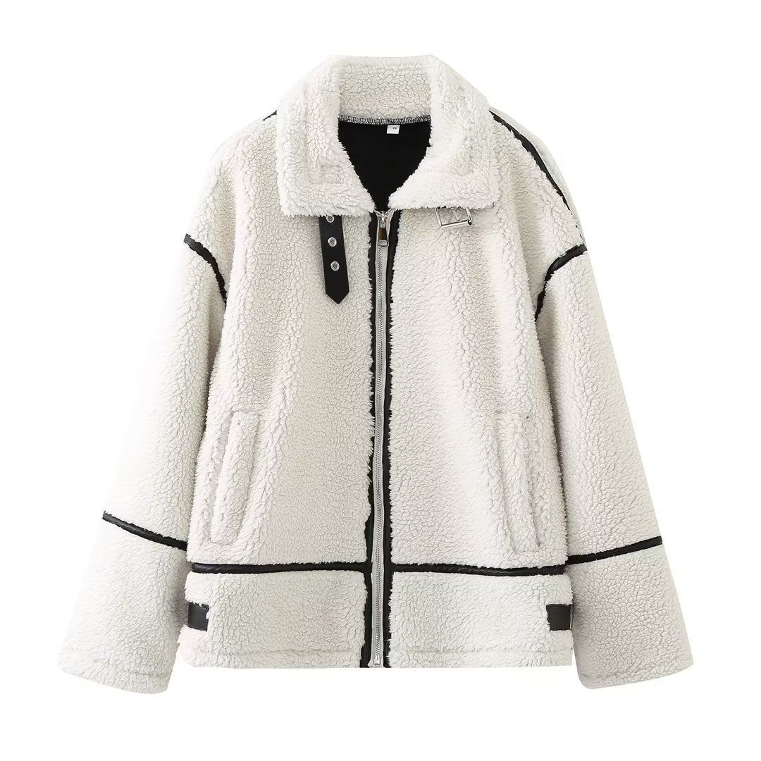 Cozy Faux Fur Zip Up Bomber Jacket