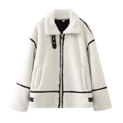 Cozy Faux Fur Zip Up Bomber Jacket
