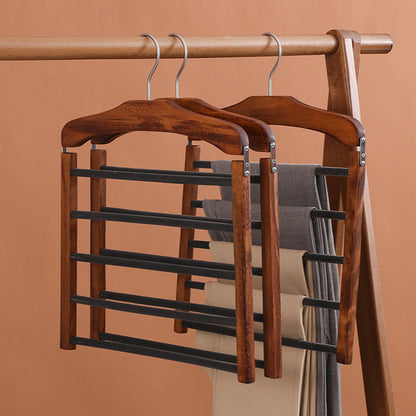 Contemporary Walnut Wood Multi-Bar Pant Hanger