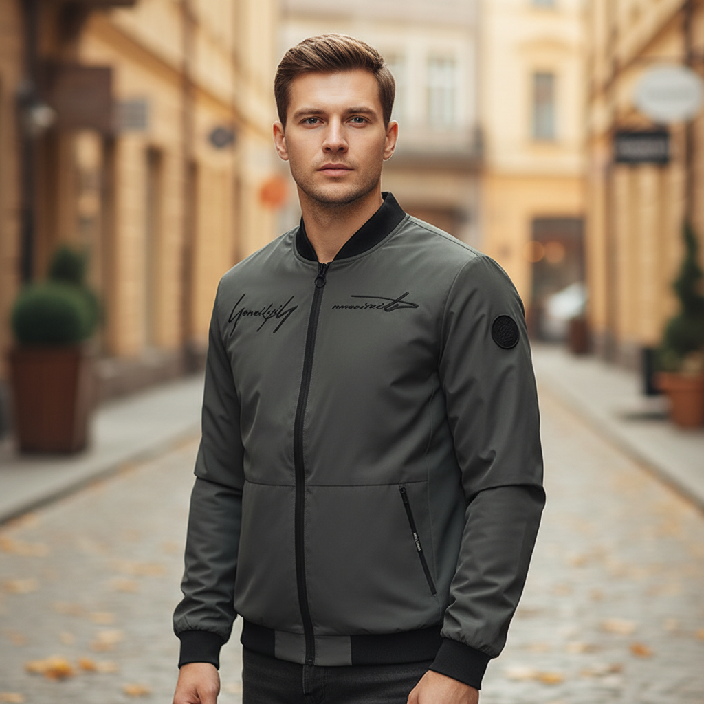 Stylish Patched Bomber Jacket - Pexav