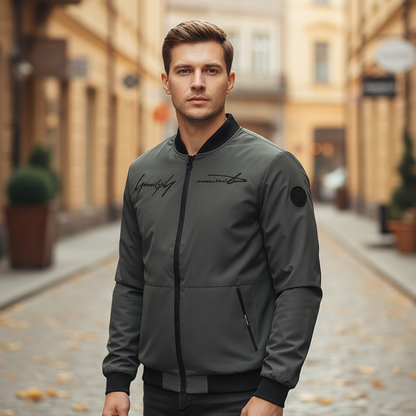 Stylish Patched Bomber Jacket - Pexav