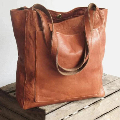 Classic Brown Leather Shoulder Bag - Nocini