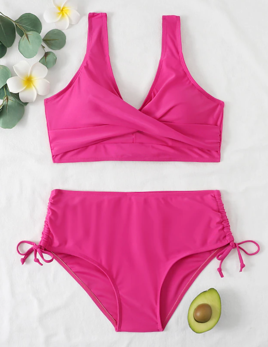Women's Swimsuit Set - Halter Top with Thick Straps - High Waist Bikini - Nocini