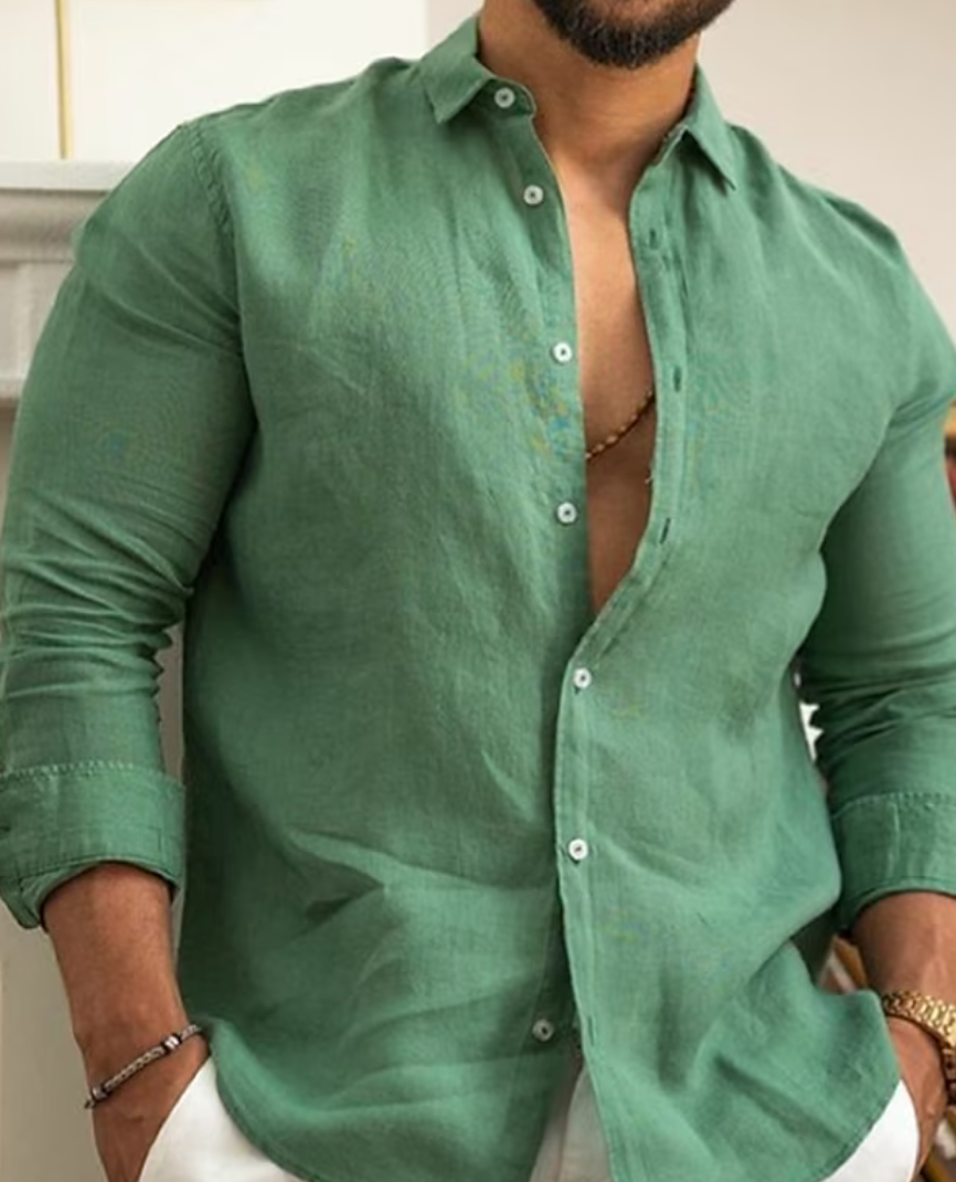 Men's Casual Linen Button Down Shirt - Nocini