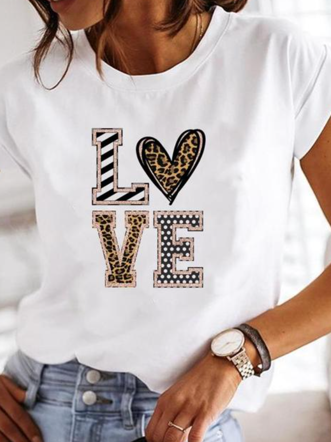 Comfortable Womens Round Neck Graphic Tee