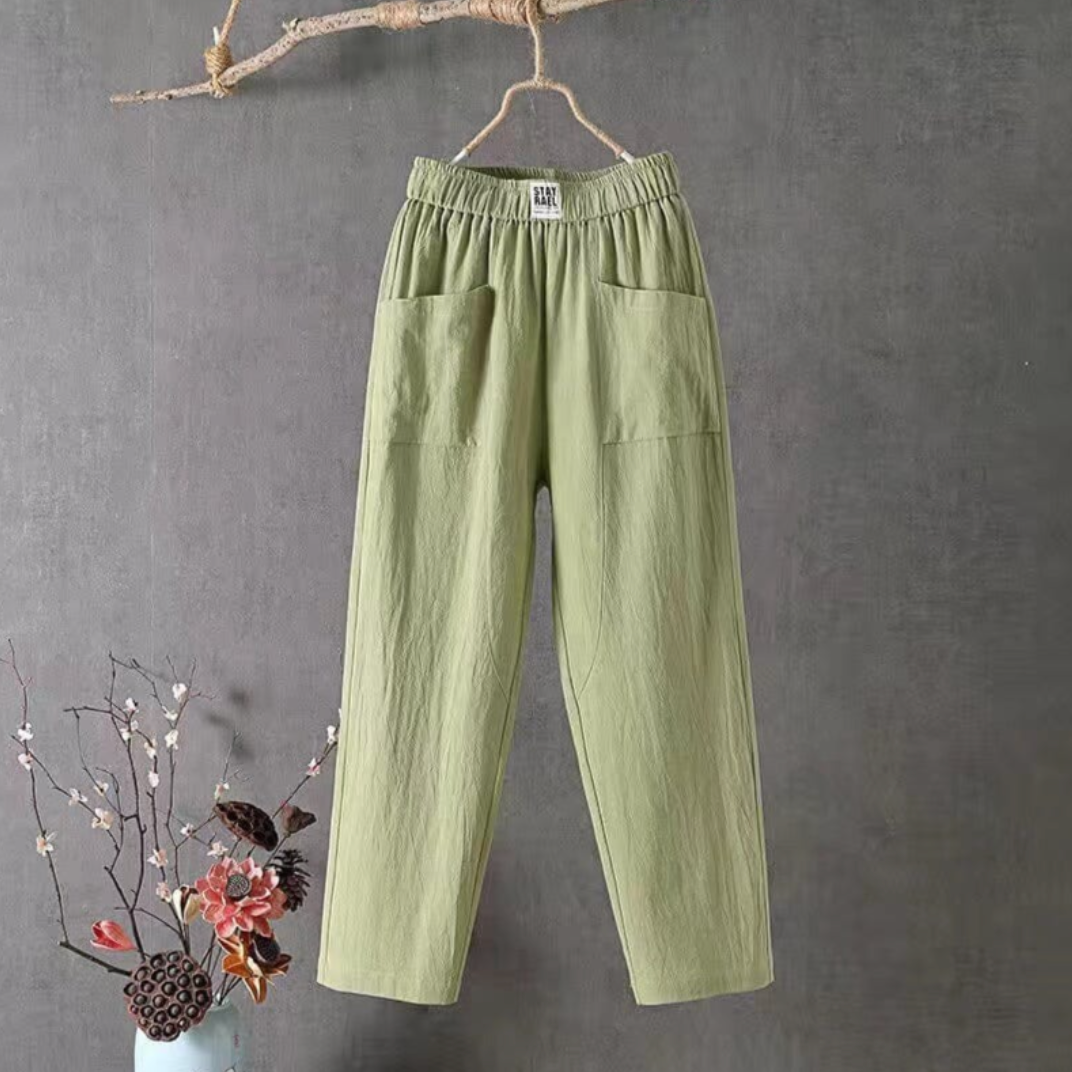 Lightweight Women's Loose Fit Linen Trousers - Nocini