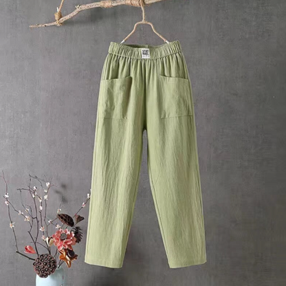 Lightweight Women's Loose Fit Linen Trousers - Nocini