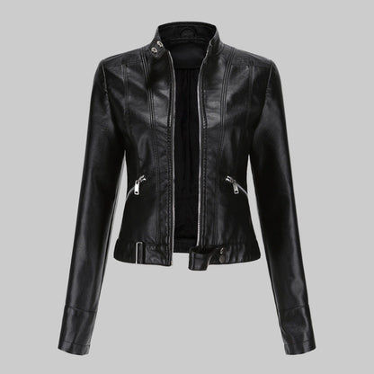 Stylish Women's Leather Coat - Olytrend