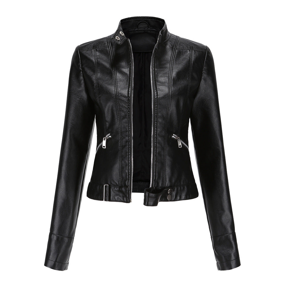 Classic Biker Leather Jacket with Zip Up Design - Nocini