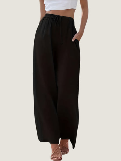 Relaxed Fit Women's Linen Pants with Elastic Waist