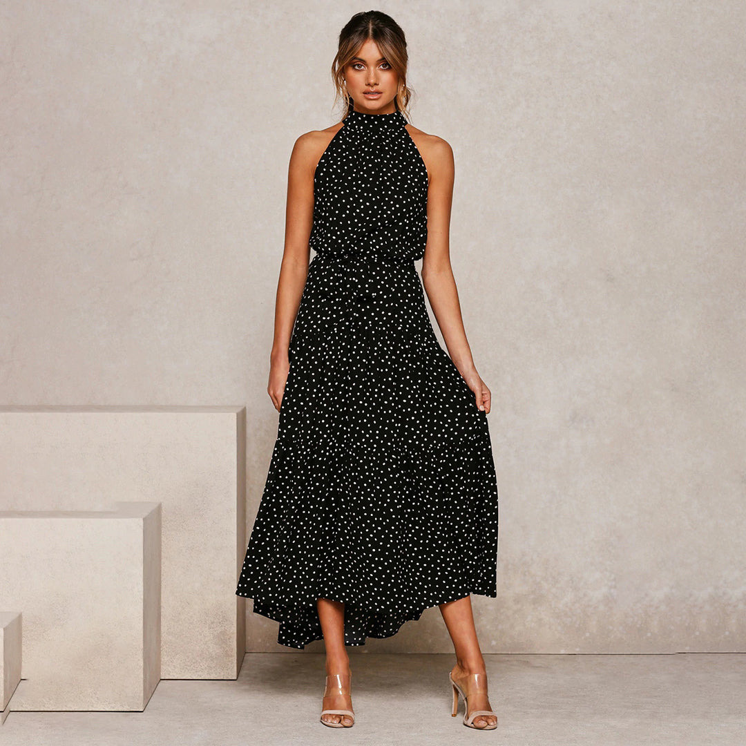 Casual Summer Halter Dress with Polka Dots