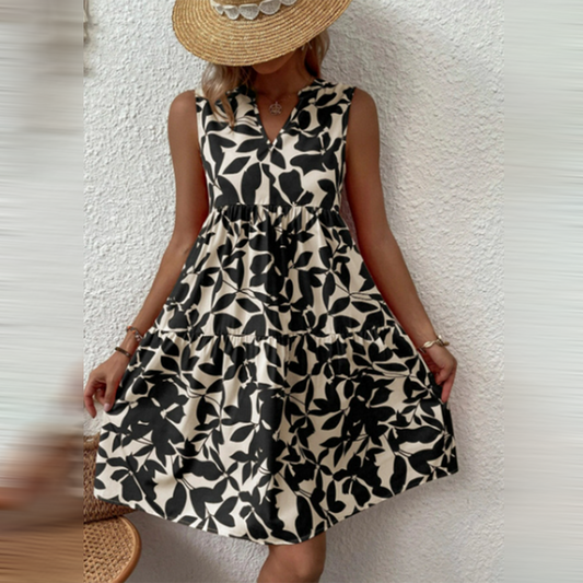 Women's V-Neck Summer Dress Loose Fit - Nocini