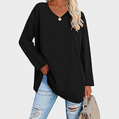 Relaxed Fit V-Neck Tunic Top - Nocini