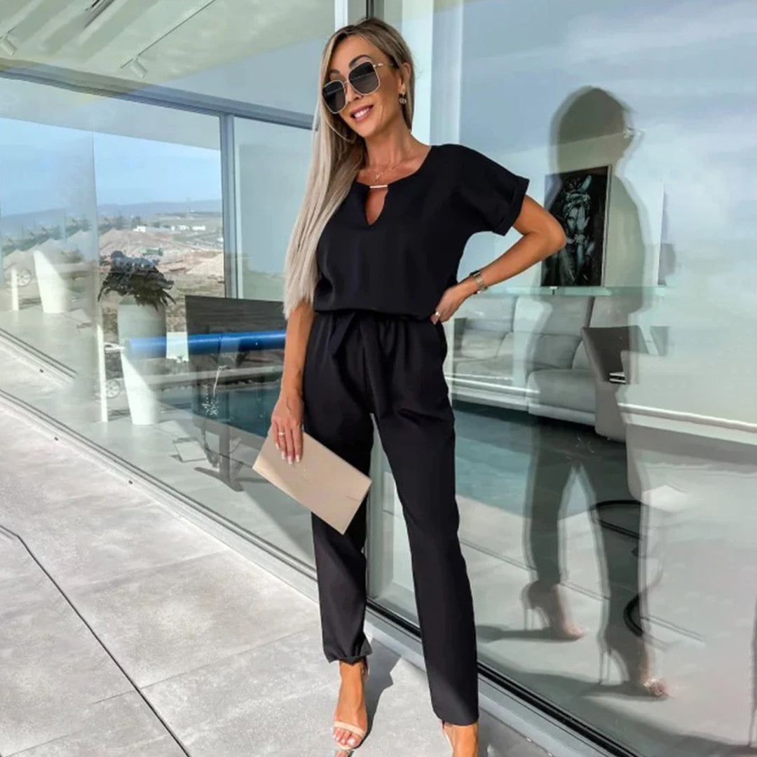 Ladies Loose Fit Short Sleeve Jumpsuit - Nocini