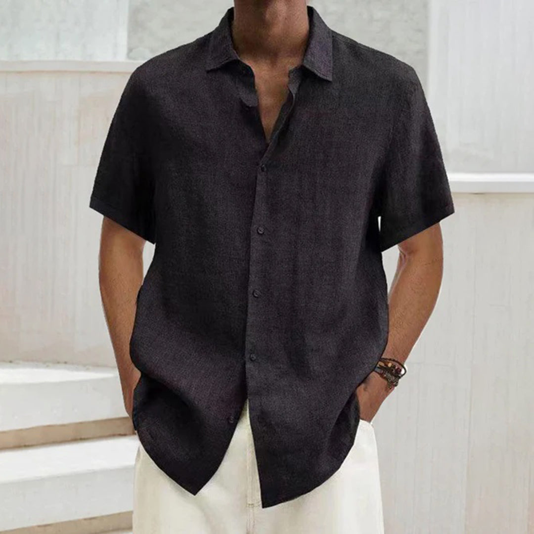 Casual Linen Blend Short Sleeve Men's Shirt - Nocini