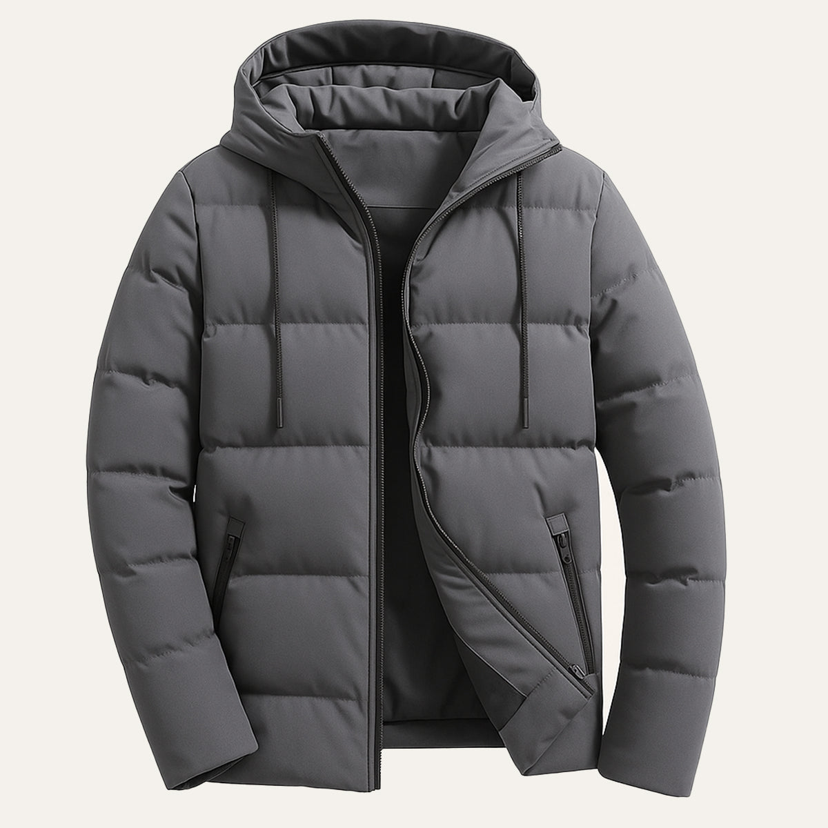 Waterproof Men's Puffer Jacket - Warm Hooded Winter Coat