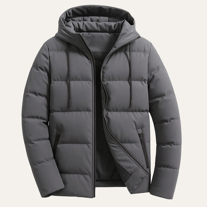 Waterproof Men's Puffer Jacket - Warm Hooded Winter Coat