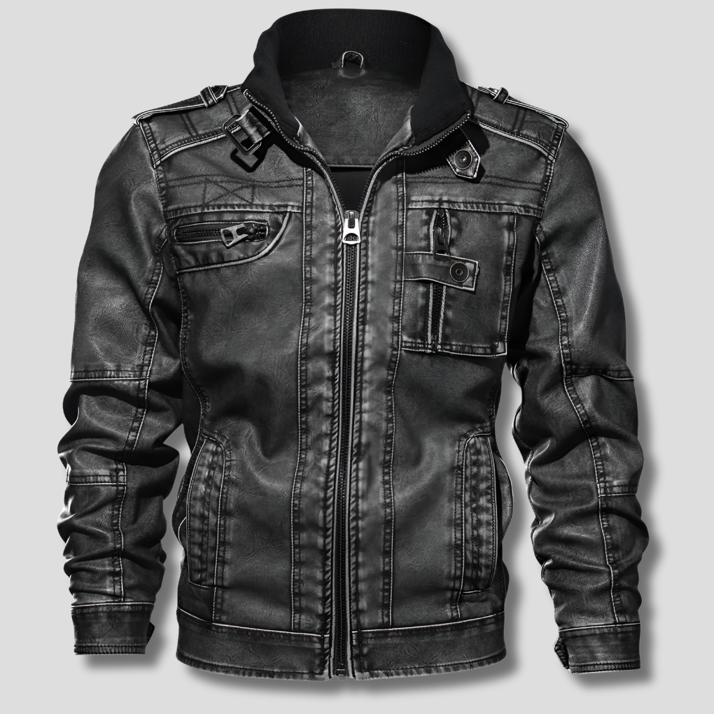 Classic Biker Leather Coat for Men - Olytrend