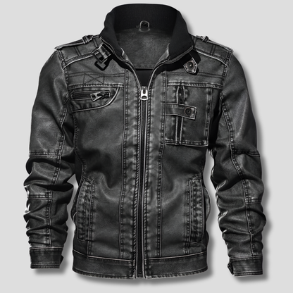 Classic Biker Leather Coat for Men - Olytrend