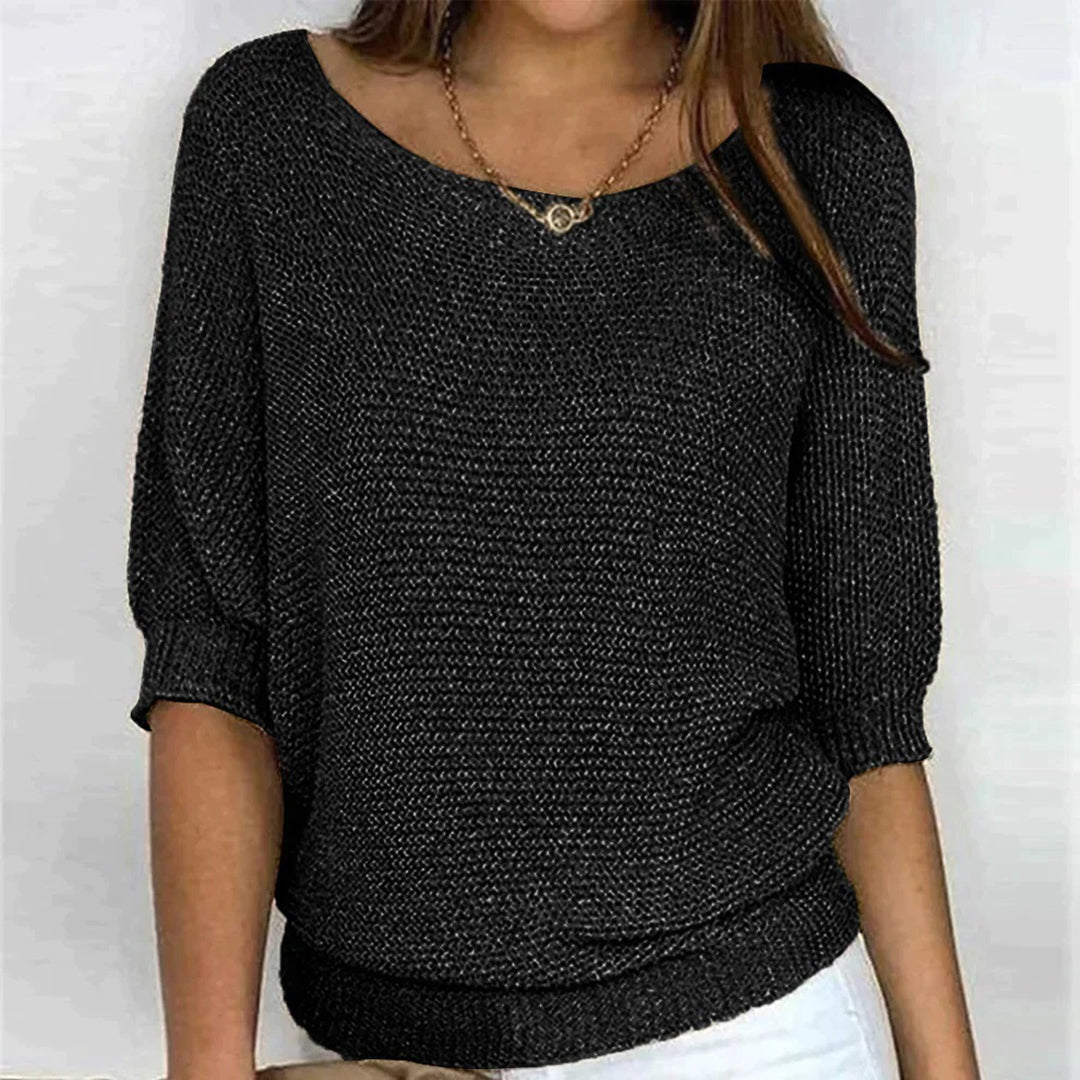 Casual Fit Soft Blouse | Scoop Neck, 3/4 Sleeve Top - Nocini