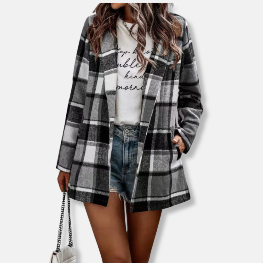 Warm Plaid Oversized Wool Coat - Nocini