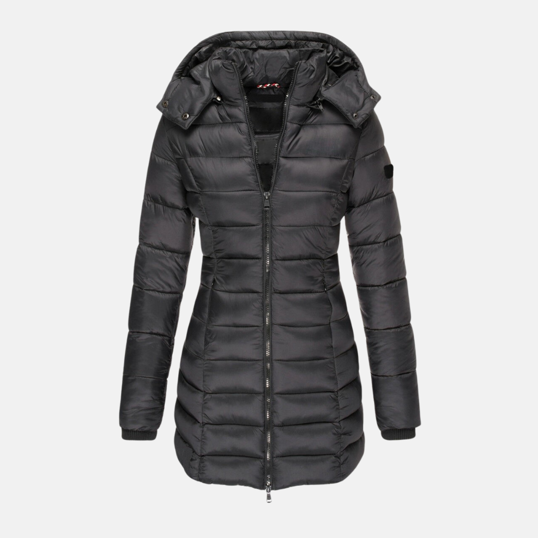 Women's Fitted Puffer Jacket with Hood - Nocini